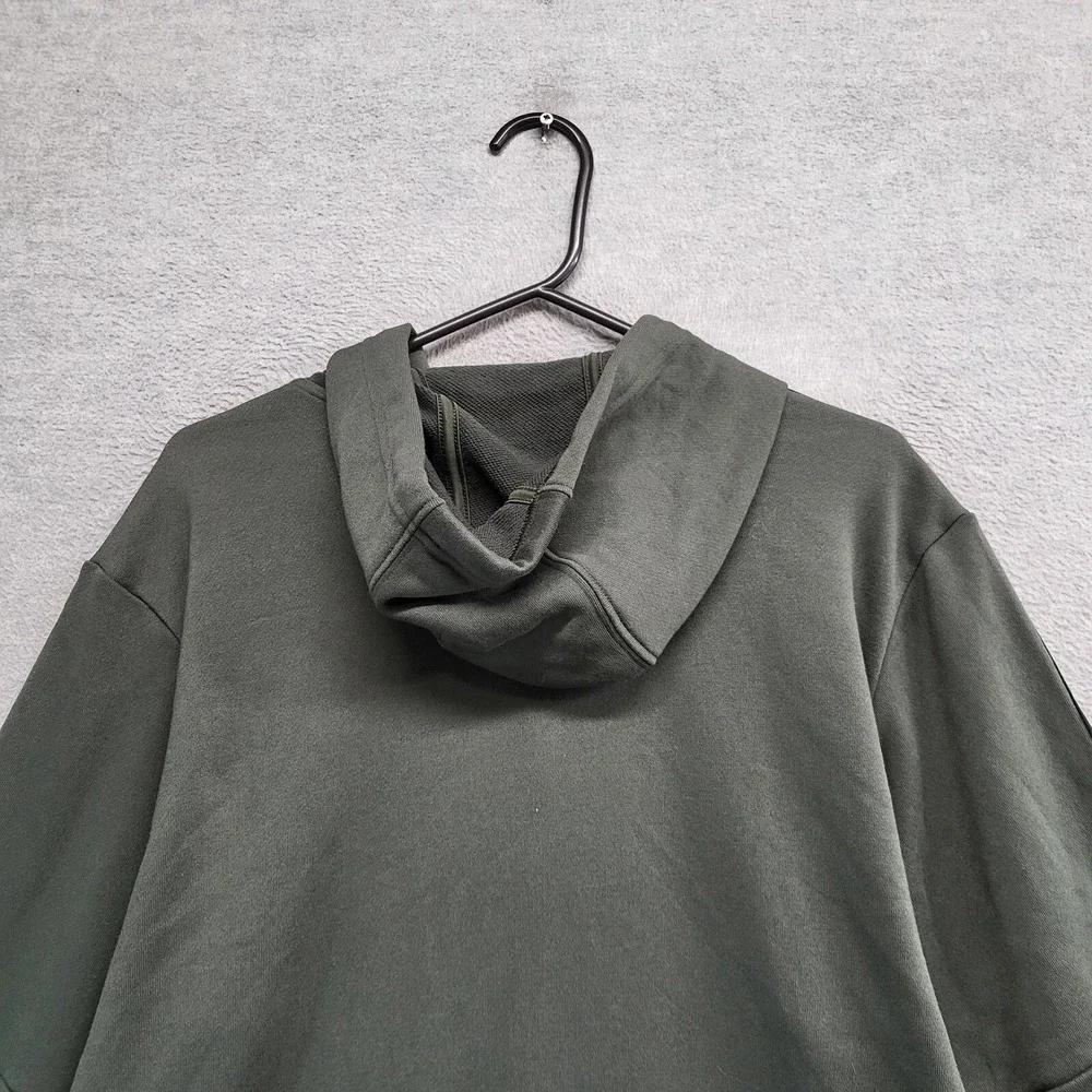 Adidas Men Sweatshirt‎ Large Green Hoodie Logo 3 Stripes Pockets Drawstring
